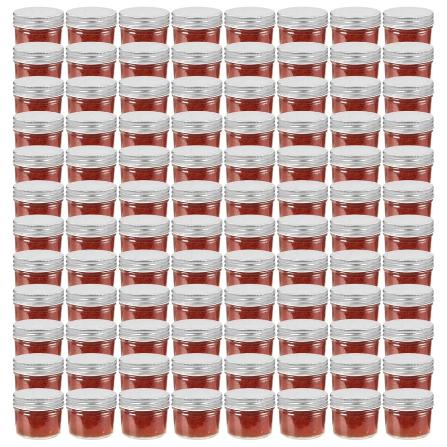 Jampotten Met Zilverkleurige Deksels 96 St 110 Ml Glas
