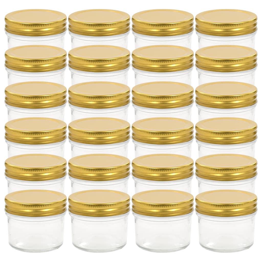 Jampotten Met Kleurige Deksels 110 Ml Glas 24 Goud