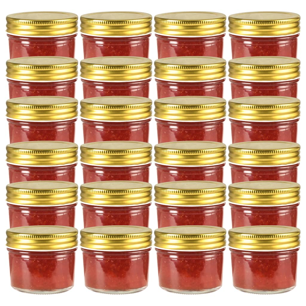 Jampotten Met Kleurige Deksels 110 Ml Glas 24 Goud