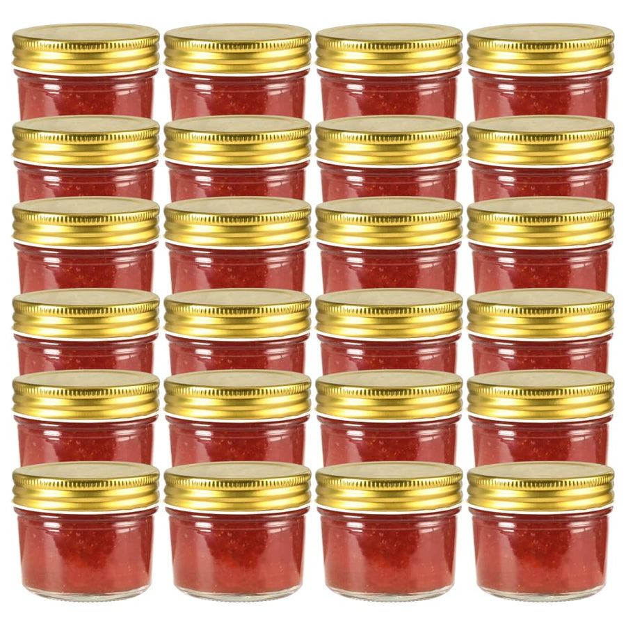 Jampotten Met Kleurige Deksels 110 Ml Glas 24 Goud