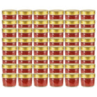 Jampotten 110 ml glas met kleurige deksels 48 stuks