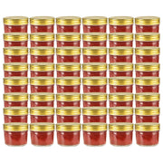 Jampotten 110 ml glas met kleurige deksels 48 stuks