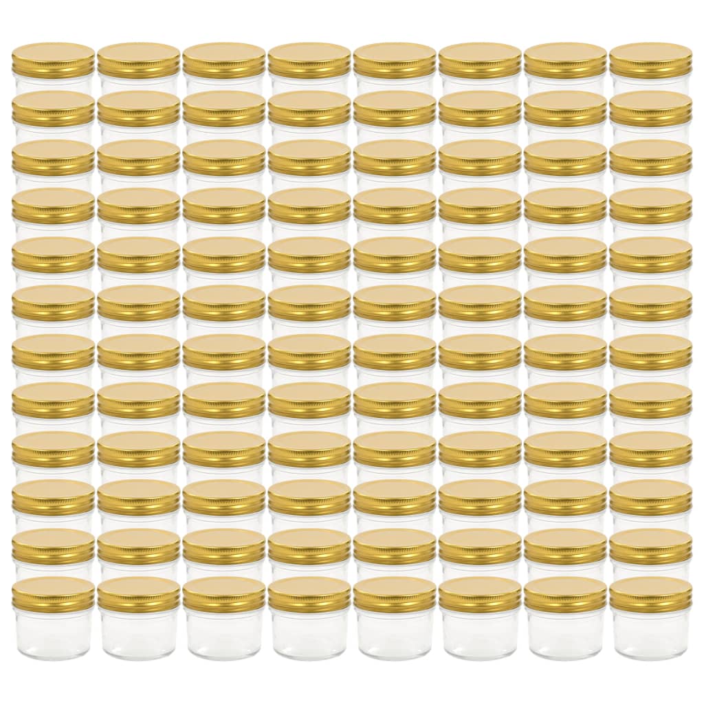 Jampotten Met Kleurige Deksels 110 Ml Glas 96 Goud