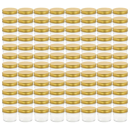 Jampotten Met Kleurige Deksels 110 Ml Glas 96 Goud