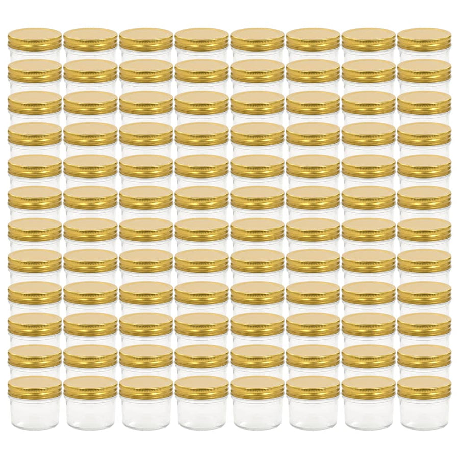Jampotten Met Kleurige Deksels 110 Ml Glas 96 Goud