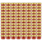 Jampotten 110 ml glas met goudkleurige deksels 96 stuks