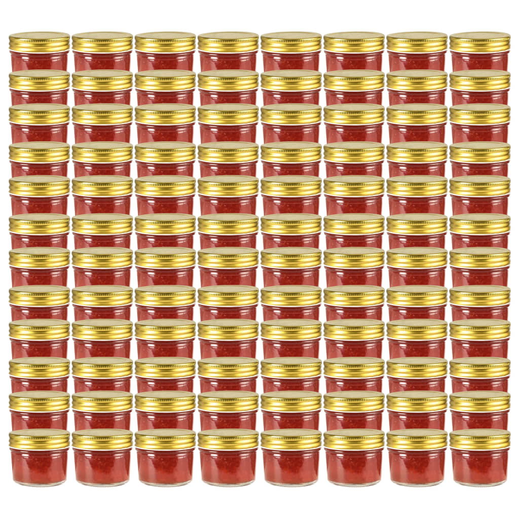 Jampotten Met Kleurige Deksels 110 Ml Glas 96 Goud