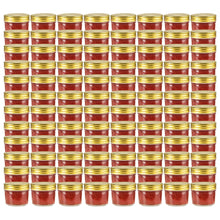Jampotten Met Kleurige Deksels 110 Ml Glas 96 Goud