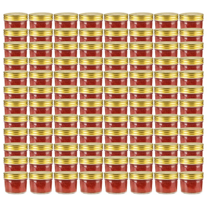 Jampotten Met Kleurige Deksels 110 Ml Glas 96 Goud