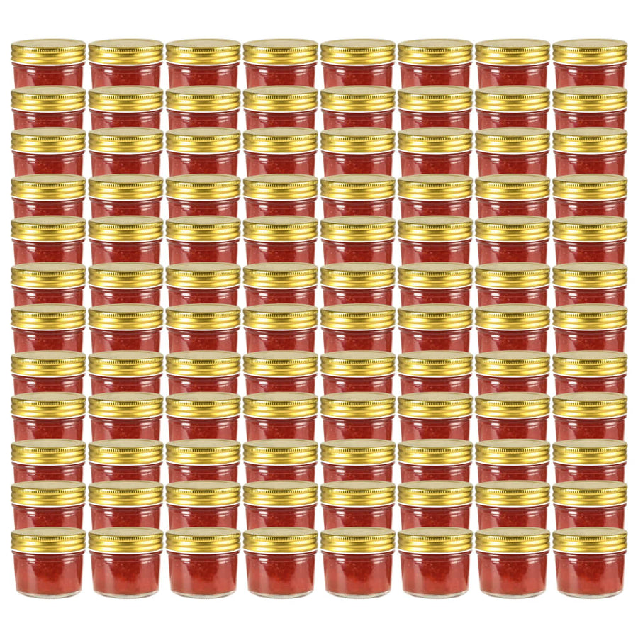 Jampotten Met Kleurige Deksels 110 Ml Glas 96 Goud