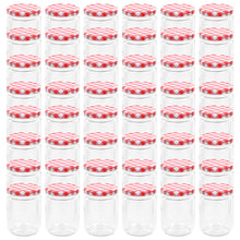 Jampotten Met Met Rode Deksels 230 Ml Glas 48 Wit en rood