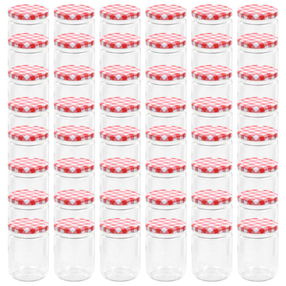 Jampotten Met Met Rode Deksels 230 Ml Glas 48 Wit en rood