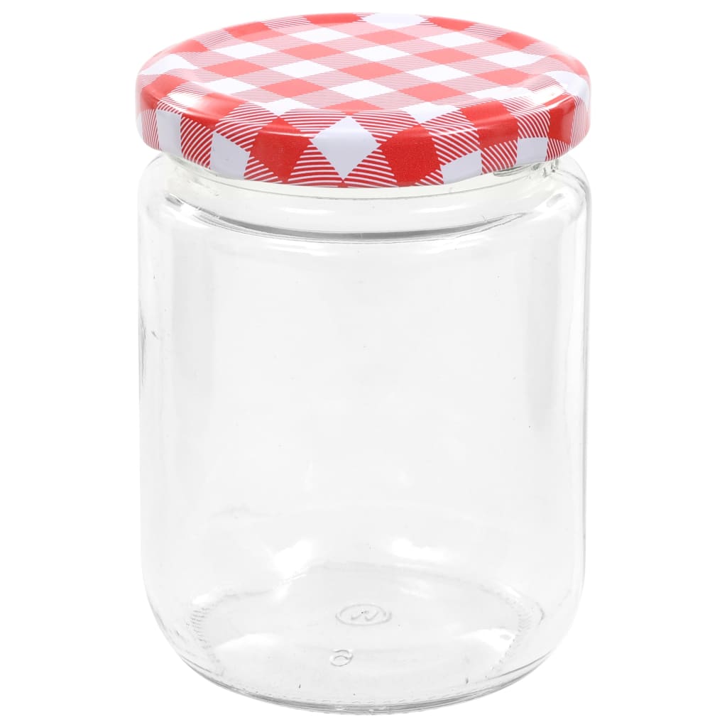 Jampotten Met Met Rode Deksels 230 Ml Glas 48 Wit en rood