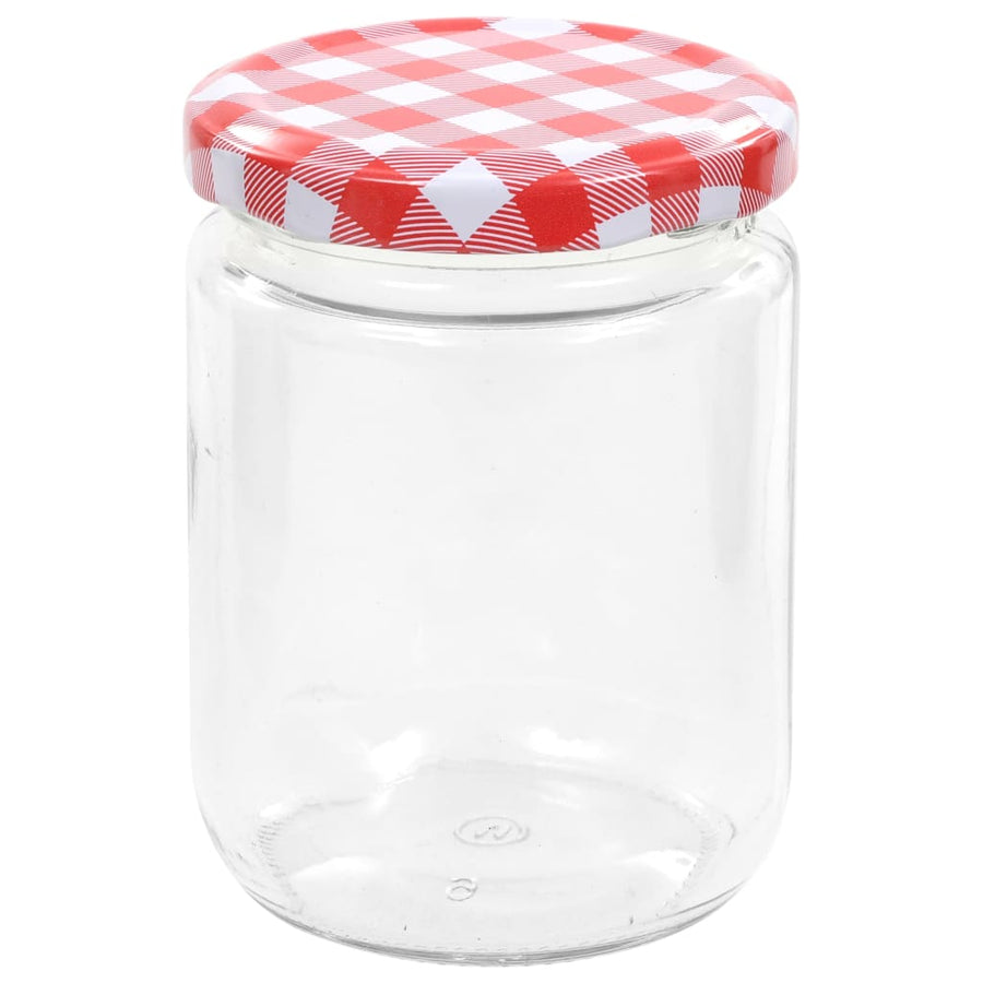 Jampotten Met Met Rode Deksels 230 Ml Glas 48 Wit en rood