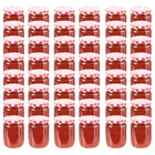 Jampotten 230 ml glas met rood wit deksel 48 stuks