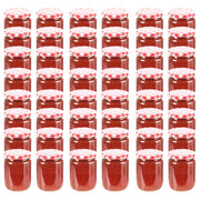 Jampotten 230 ml glas met rood wit deksel 48 stuks