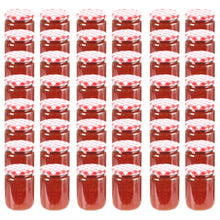 Jampotten Met Met Rode Deksels 230 Ml Glas 48 Wit en rood