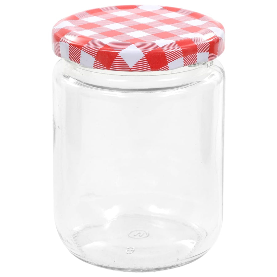 Jampotten met wit met rode deksels 96 st 230 ml glas 96 Wit en rood