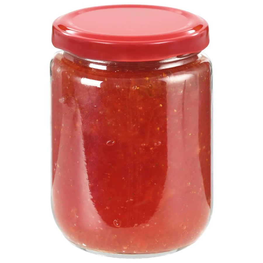 Jampotten Met Rode Deksels 230 Ml Glas 48 Rood