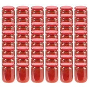Jampotten 230 ml glas met rode deksels 48 stuks