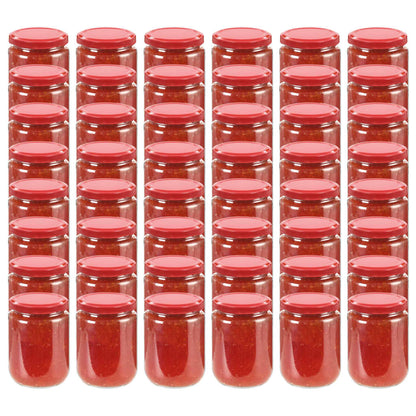 Jampotten Met Rode Deksels 230 Ml Glas 48 Rood