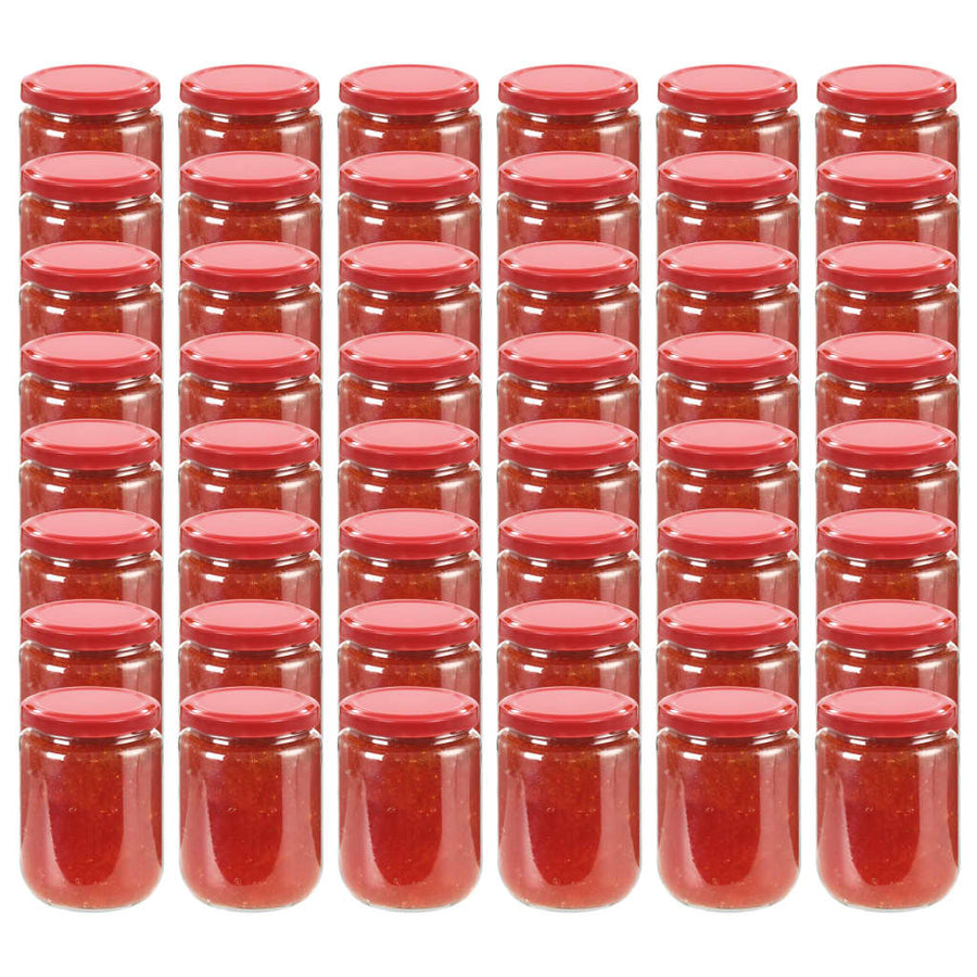 Jampotten Met Rode Deksels 230 Ml Glas 48 Rood