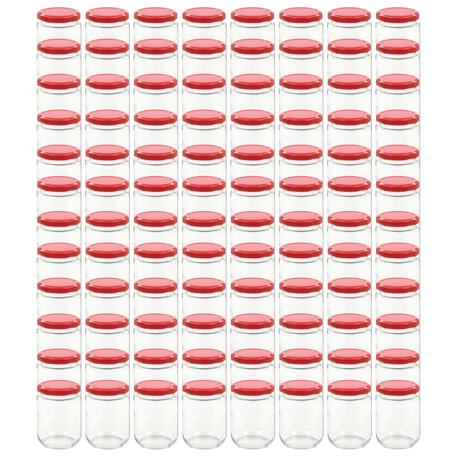 Jampotten Met Rode Deksels 230 Ml Glas 96 Rood