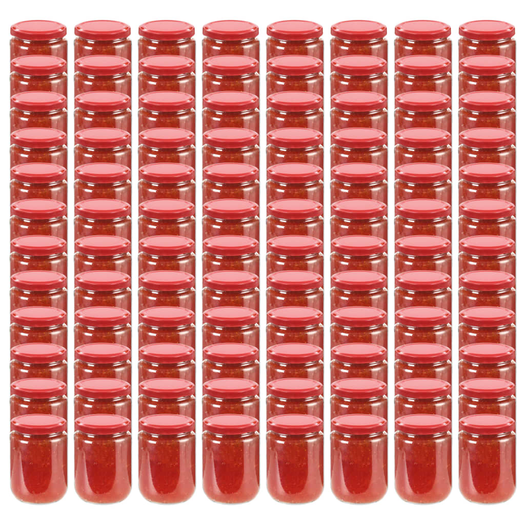 Jampotten Met Rode Deksels 230 Ml Glas 96 Rood