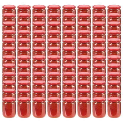 Jampotten Met Rode Deksels 230 Ml Glas 96 Rood
