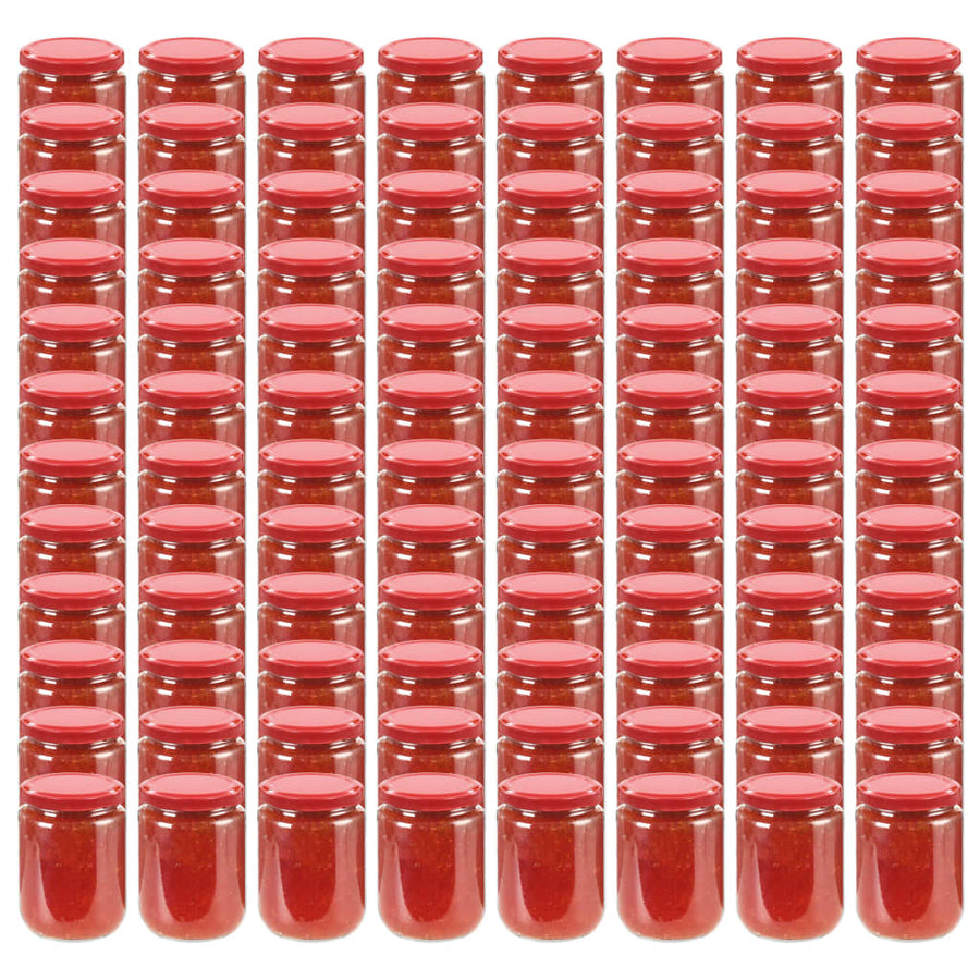 Jampotten Met Rode Deksels 230 Ml Glas 96 Rood