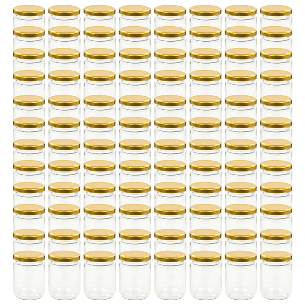 Jampotten Met Kleurige Deksels 230 Ml Glas 96 Goud