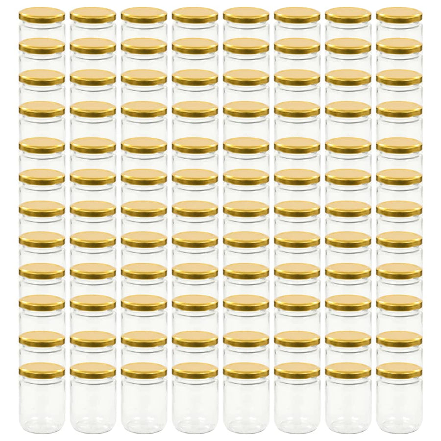 Jampotten Met Kleurige Deksels 230 Ml Glas 96 Goud