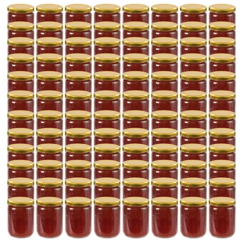 Jampotten Met Kleurige Deksels 230 Ml Glas 96 Goud