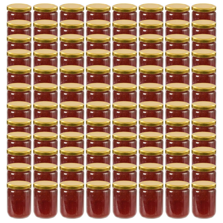 Jampotten Met Kleurige Deksels 230 Ml Glas 96 Goud