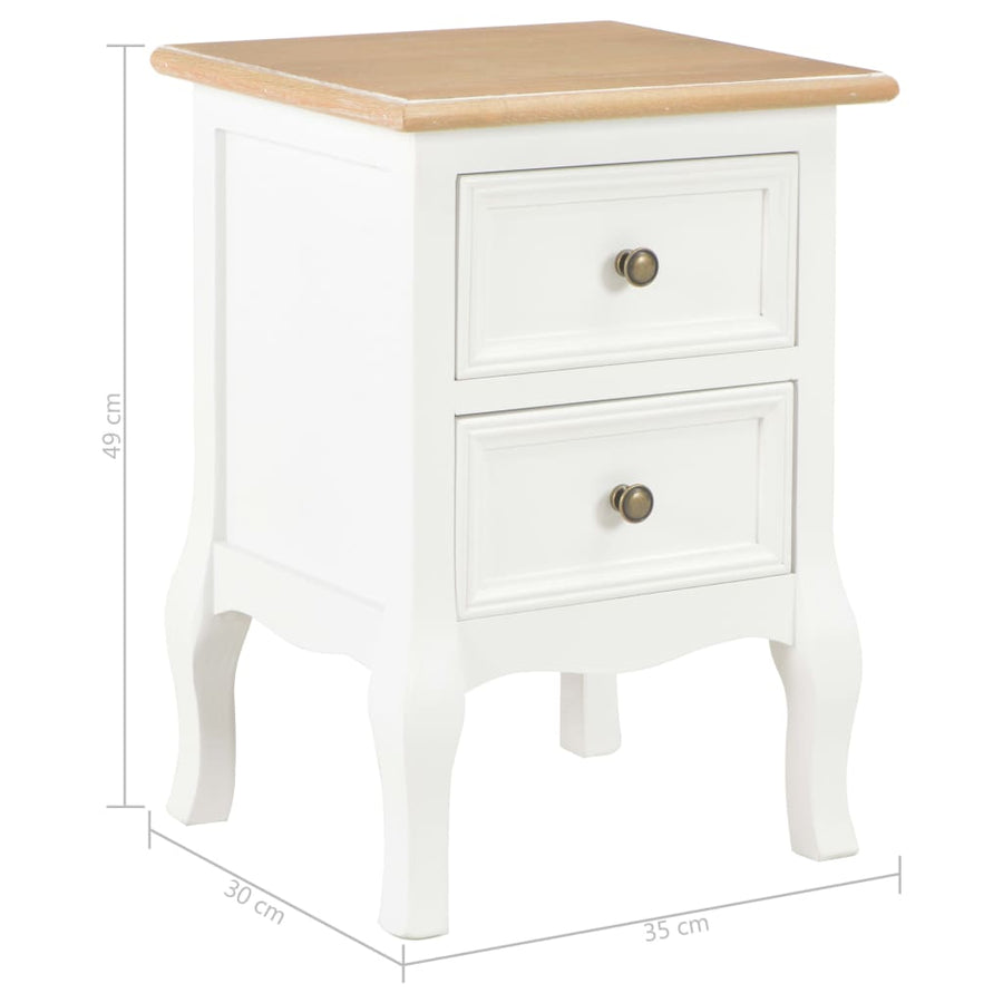 Nachtkastje 2 st 35x30x49 cm MDF wit