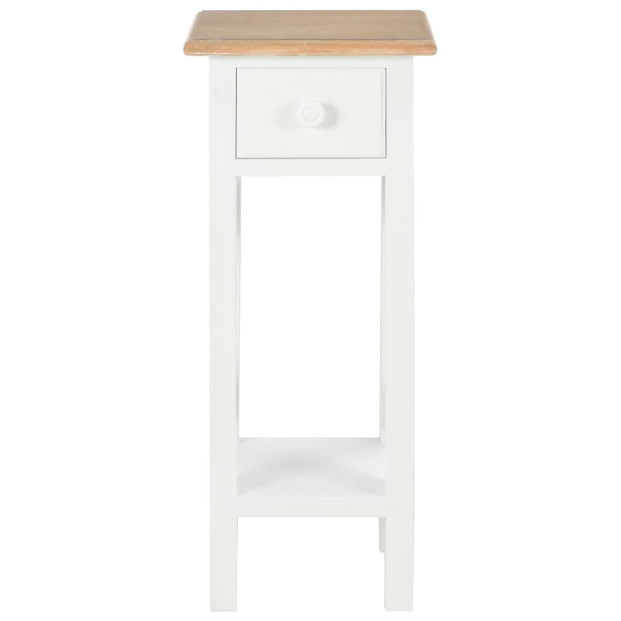 Bijzettafel 27x27x65,5 cm hout Bruin en wit