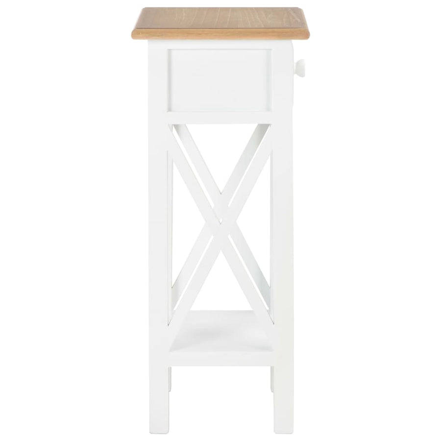 Bijzettafel 27x27x65,5 cm hout Bruin en wit