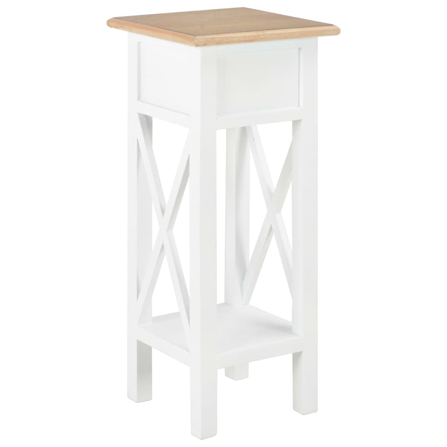 Bijzettafel 27x27x65,5 cm hout Bruin en wit