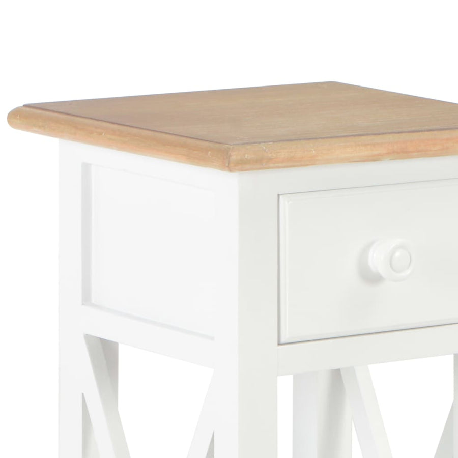 Bijzettafel 27x27x65,5 cm hout Bruin en wit