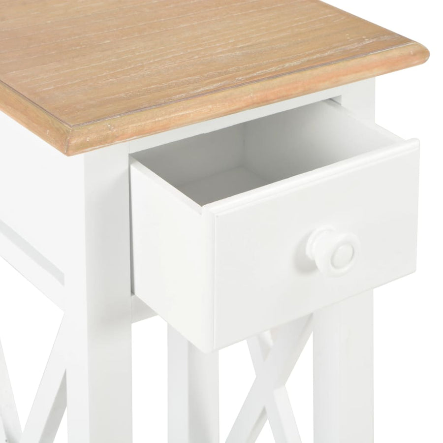 Bijzettafel 27x27x65,5 cm hout Bruin en wit