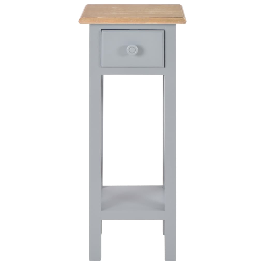 Bijzettafel 27X27X65,5 Cm Hout Grijs 1 Bruin en grijs
