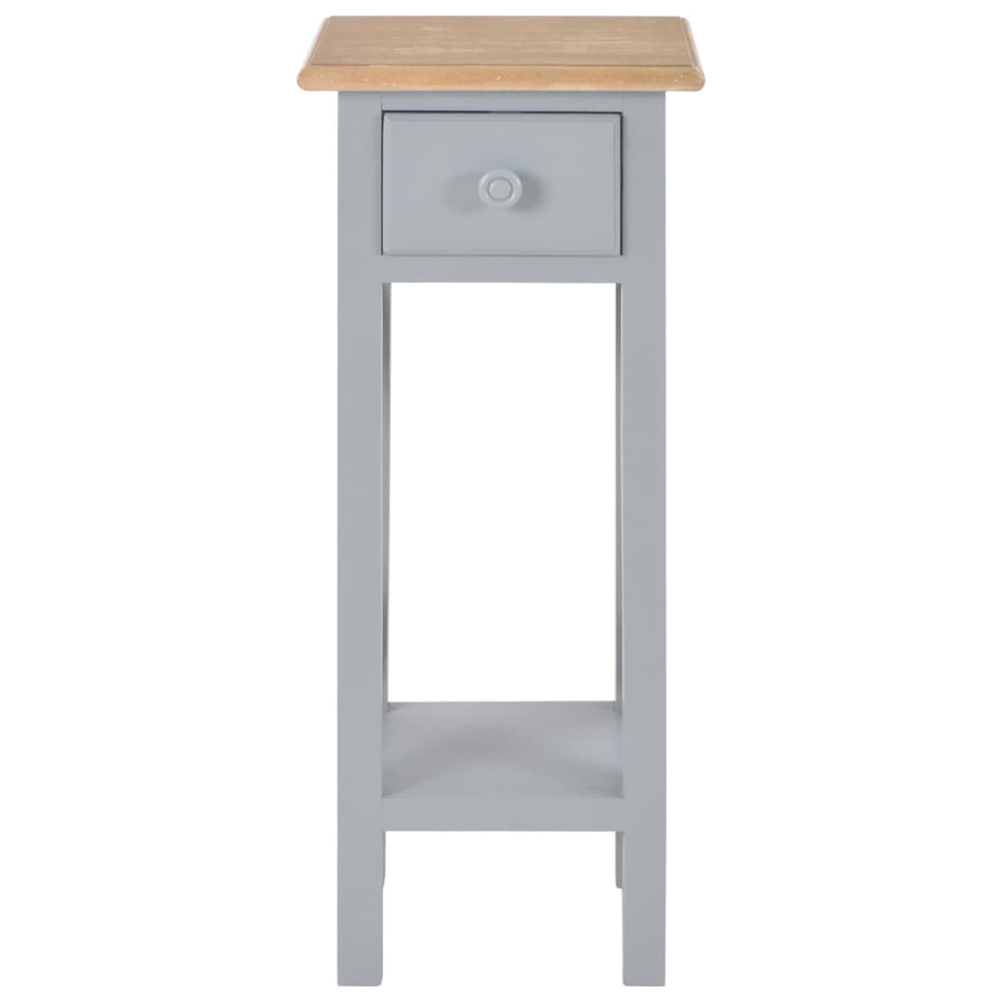 Bijzettafel 27X27X65,5 Cm Hout Grijs 1 Bruin en grijs