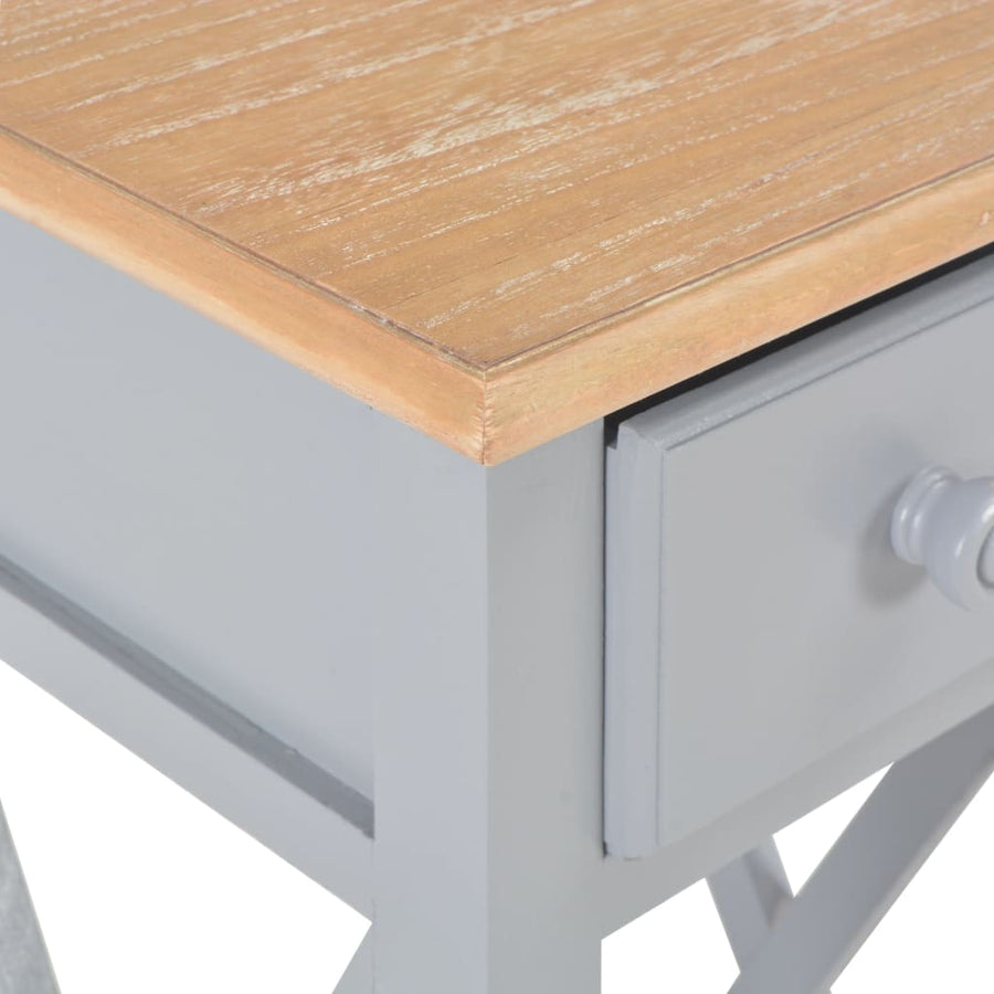 Bijzettafel 27X27X65,5 Cm Hout Grijs 1 Bruin en grijs