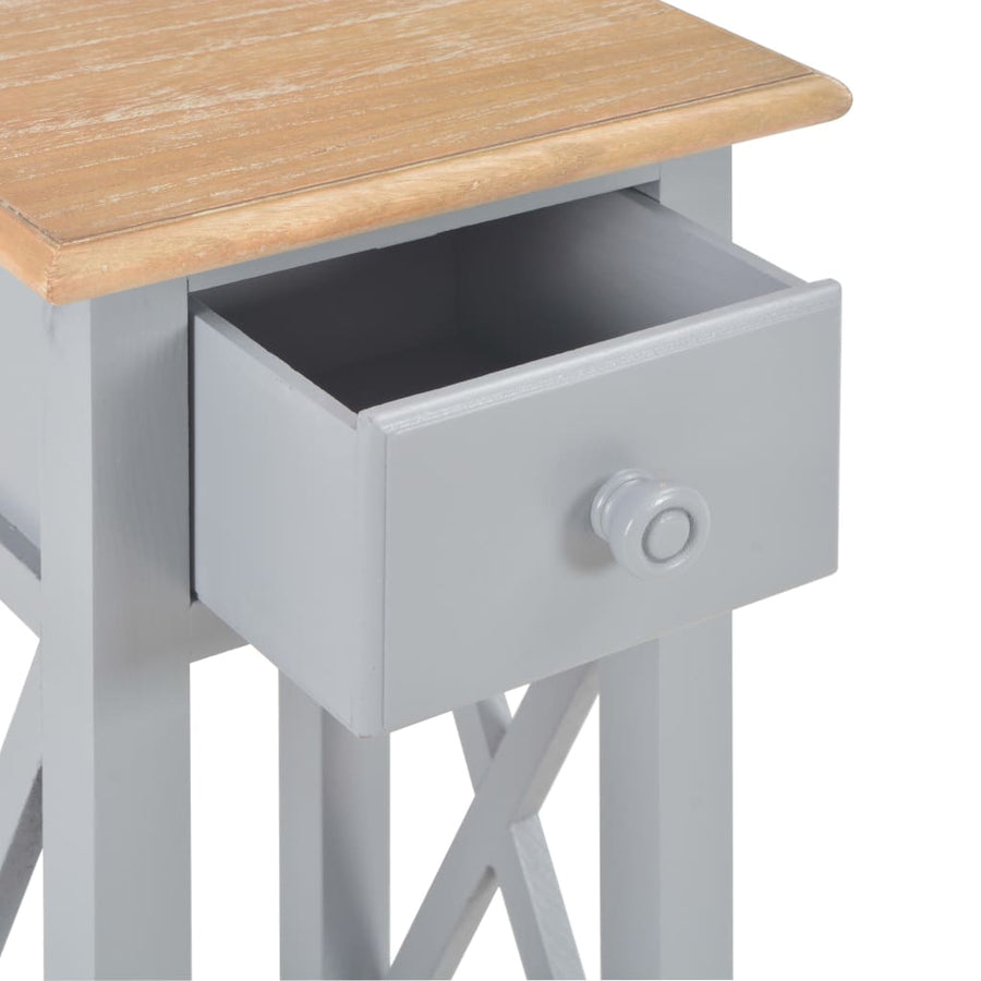 Bijzettafel 27X27X65,5 Cm Hout Grijs 1 Bruin en grijs