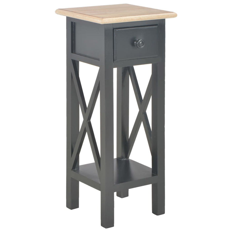 Bijzettafel 27x27x65,5 cm hout Bruin en zwart