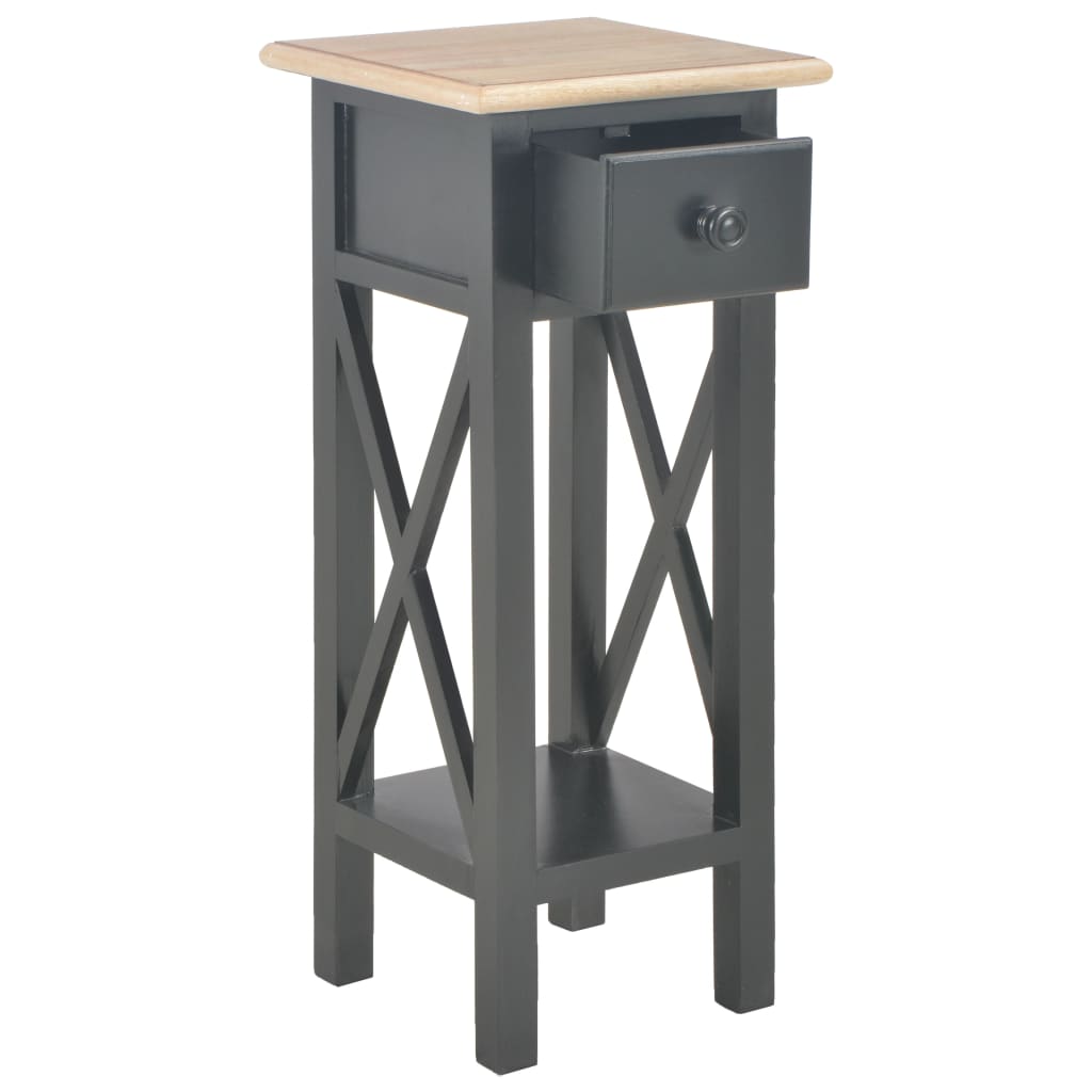 Bijzettafel 27x27x65,5 cm hout Bruin en zwart