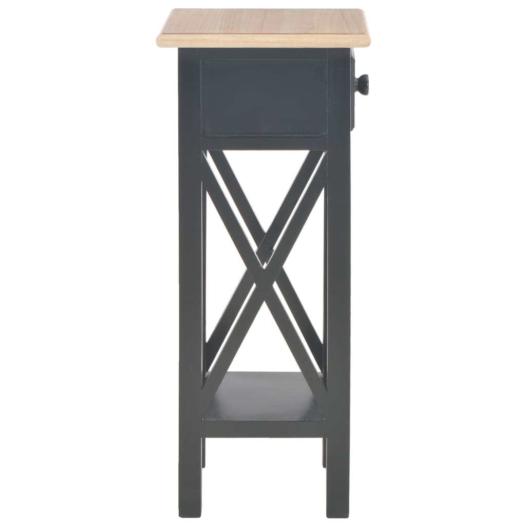 Bijzettafel 27x27x65,5 cm hout Bruin en zwart
