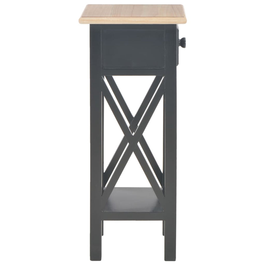 Bijzettafel 27x27x65,5 cm hout Bruin en zwart