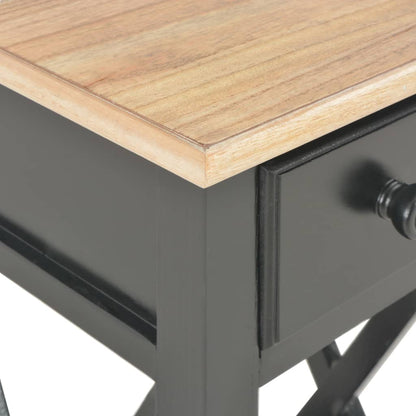 Bijzettafel 27x27x65,5 cm hout Bruin en zwart