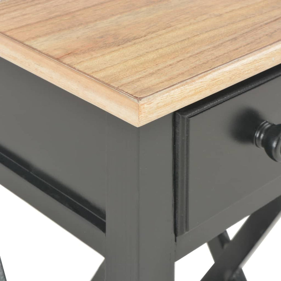 Bijzettafel 27x27x65,5 cm hout Bruin en zwart
